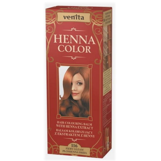 Venita Henna Farbbalsam Nr. 116 Feuriger Schimmer, cremige Textur, für intensiven roten Farbton und schimmernden Glanz der Haare