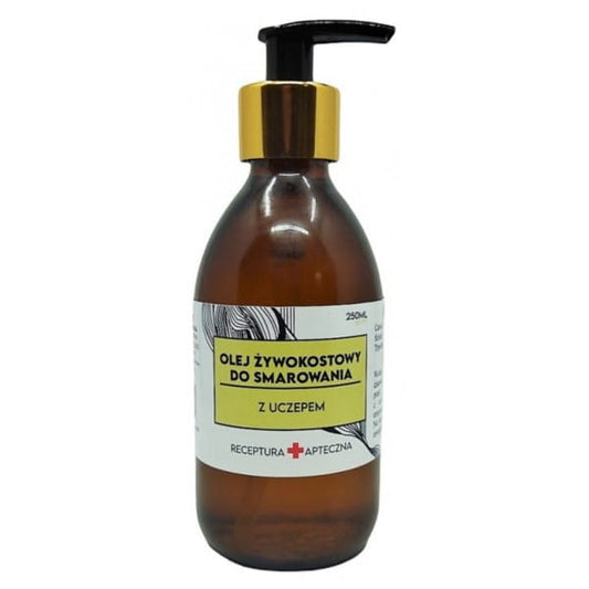 BJK BIO Harzknochenöl mit Malve in 250 ml Flasche, natürliche Pflegeöl mit Malvenextrakt, sichtbare Flasche und Produktbeschreibung