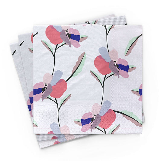 Bambus Pansies Tischservietten 20 Stück von CHIC-MIC, umweltfreundliche Papier-Servietten mit bunten Blumenmuster
