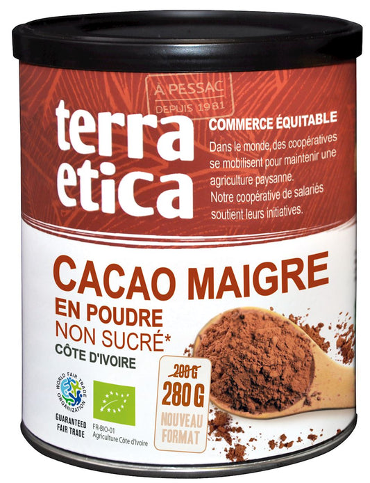 Bio FETTARMER KOKA von TERRA ETICA in 280 g Packung, cremige Kakaobutter für Backen und Kochen