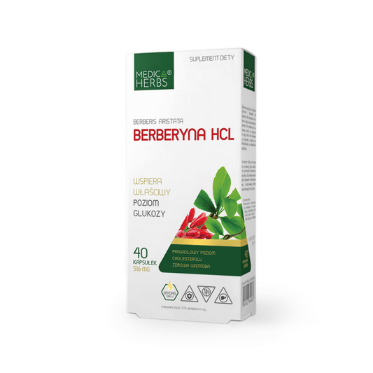 Medica Herbs Berberin HCL 500mg Kapseln, 40 Stück, natürliche Nahrungsergänzung mit Berberin in Kapsel-Form