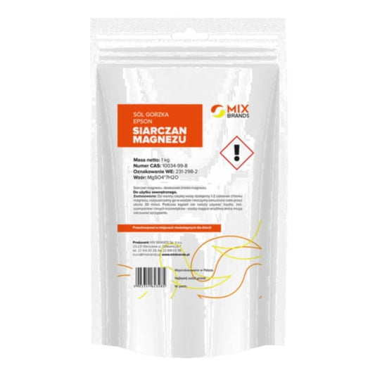 Großes Paket Big Nature Magnesiumsulfat 1 kg, fein gemahlene Kristalle in einer offenen Verpackung.