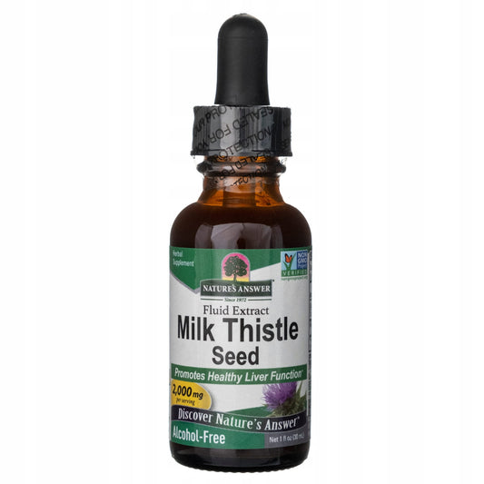 Mariendistel-Samen und Mariendistel-Extrakt in einer Flasche, von Nature's Answer, für natürliche Leberunterstützung.