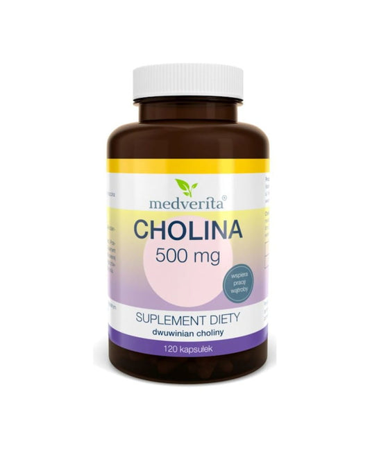Medverita Cholin 500 mg Kapseln, 120 Stück, Nahrungsergänzungsmittel mit Cholin für die Gesundheit