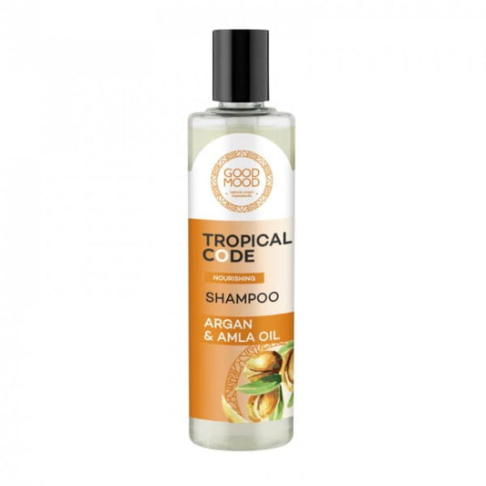 Gutes Laune Argan und Alma Öl Shampoo von GOOD MOOD, 280 ml Flasche mit Shampoo für gepflegtes Haar.