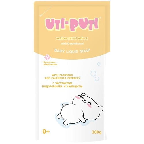 Uti Puti Baby-Stockseife Ringelblume von UKRAIŃSKIE KOSMETYKI, sanfte Baby-Seife mit Ringelblumenextrakt in 300 g Flasche