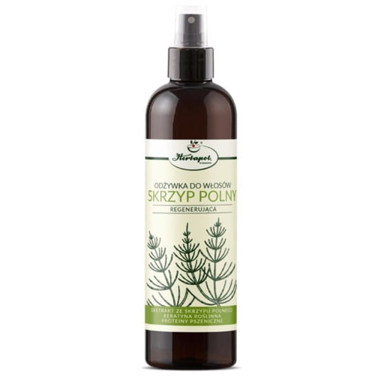 Herbapol Schachtelhalm Conditioner Regenerierend, 250 ml Flasche mit grünem Etikett auf weißem Hintergrund