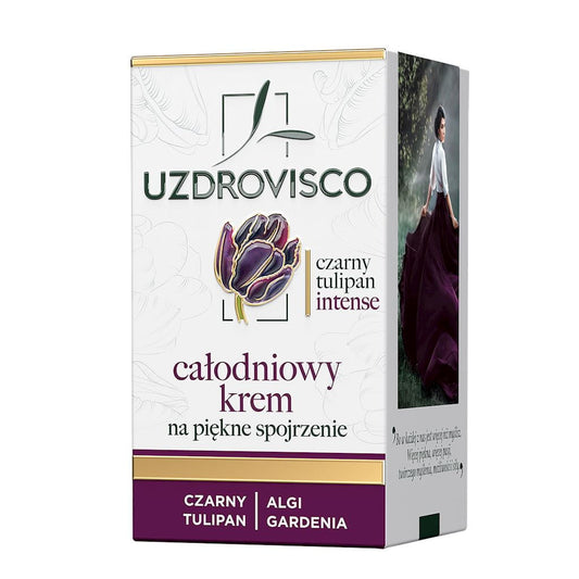 Anti-Falten-Augencreme von UZDROVISCO, 25 ml, für Tag und Nacht, mit intensiven schwarzen Tulpenextrakten, sichtbare Hautpflege.