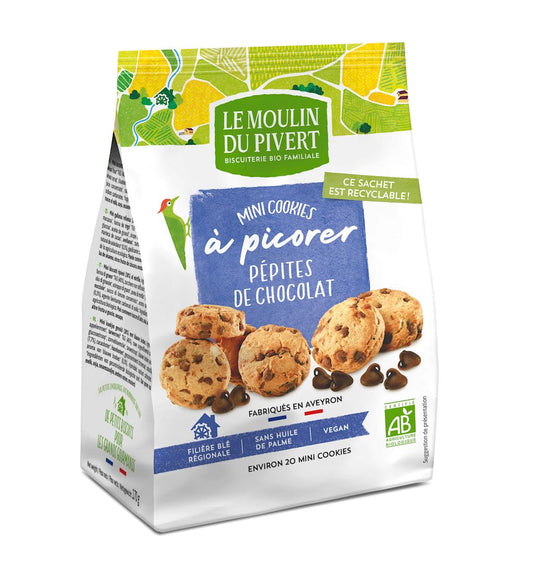 Mini-Kuchen mit Schokolade-Tropfen von LE MOULIN DU PIVERT, Bio-Ciastka mit Schokoladenstücken, frisch und lecker.