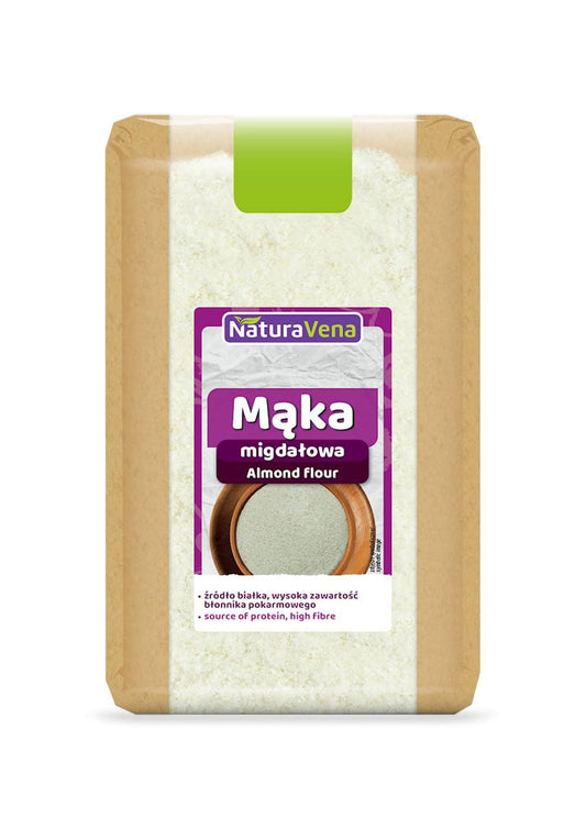 Mandelmehl in 500 g Packung von NaturaVena, feines, hellbraunes Mehl aus gemahlenen Mandeln, ideal für Backen und Kochen