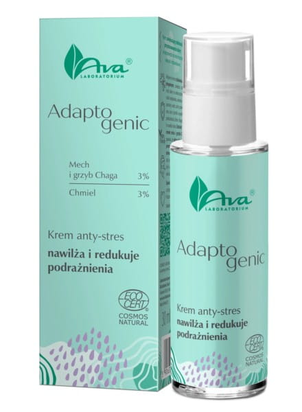Anti-Stress-Creme von AVA LABORATORIUM, 30 ml, mit adaptogenen Inhaltsstoffen, in einem weißen Tiegel.