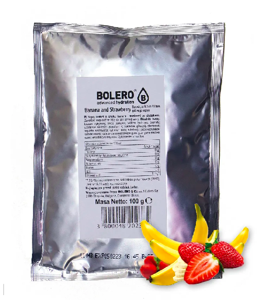 Bolero Bolero Tasche Banane und Erdbeere, 100g, mit bunten Fruchtmuster und frischem Design, ideal für unterwegs