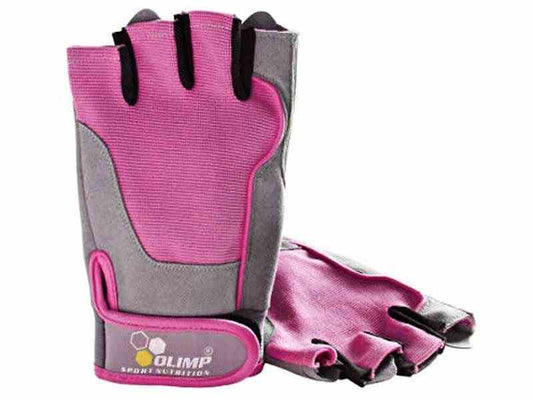 Olimp Fitness-Trainingshandschuhe in Pink, Größe S, mit gepolstertem Handrücken und Griffen für Krafttraining und Fitness.