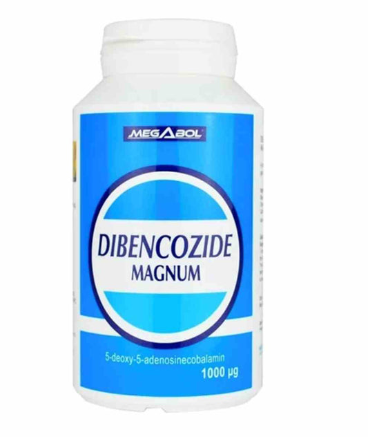 Megabol Dibencozid Magnum 1000 mcg, 100 Kapseln, Nahaufnahme der braunen Kapseln in einer Packung
