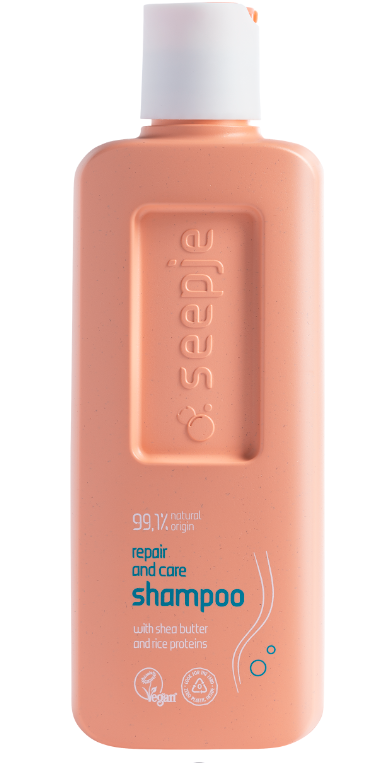 Regenerierendes und pflegendes Seepje Haarschampoo in 300 ml Flasche, sichtbare Verpackung und Produktbeschreibung.