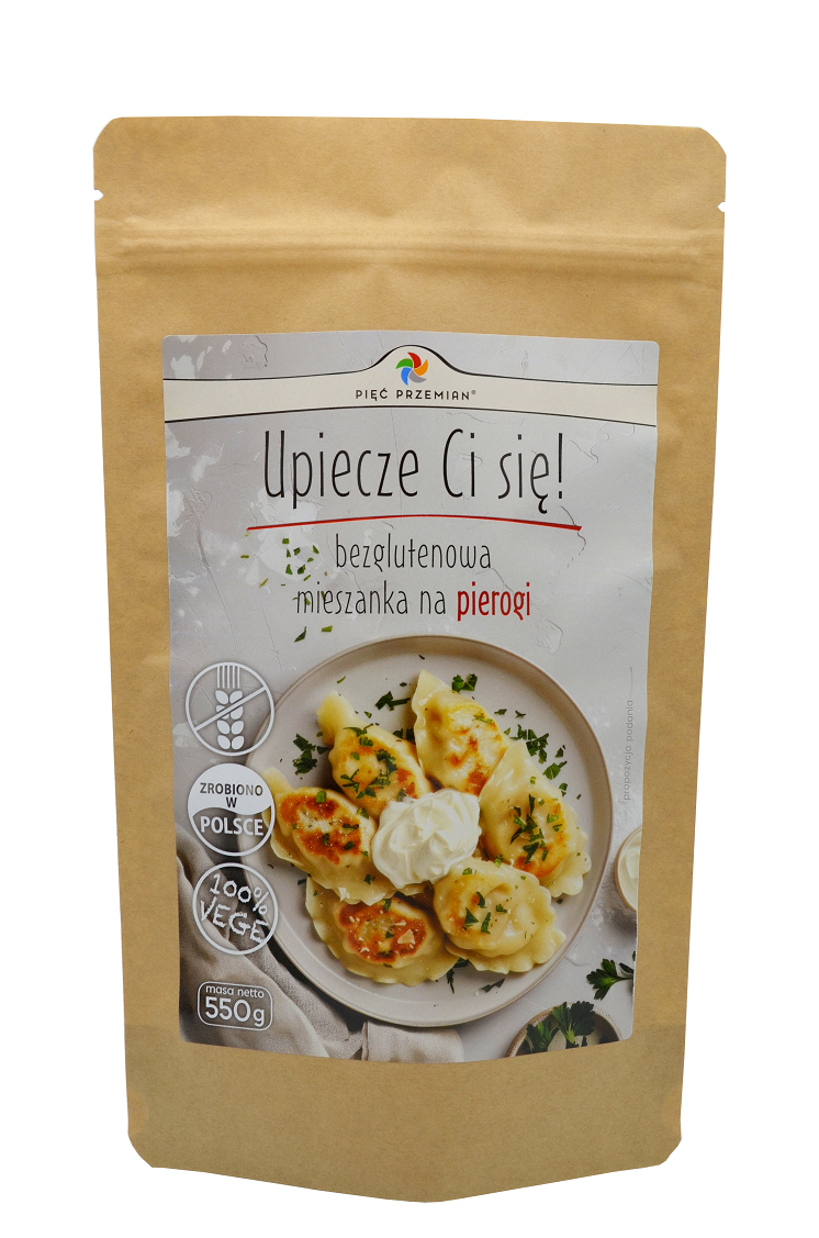 Glutenfreie Pierogi-Mischung ohne Zuckerzugabe, 550 g, von PIĘĆ PRZEMIAN, enthält Teigwaren für glutenfreie Gerichte
