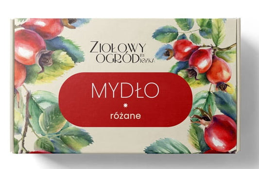 Natürliche Rosenseife, 100 g, mit Kräuteraroma von ZIOŁOWY OGRÓD BY JOZKA, DARY NATURY, Blick auf die Seife.