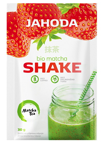 Glutenfreier Bio-Matcha & Truck Shake von Amylon, 30g, in einer Verpackung mit grünen Matcha-Blättern und Shake-Illustration.