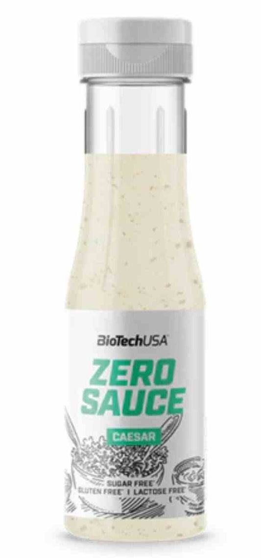 BioTech USA Null Soße Caesar, 350ml Flasche, cremige Caesar-Dressing-Sauce für Salate und Snacks