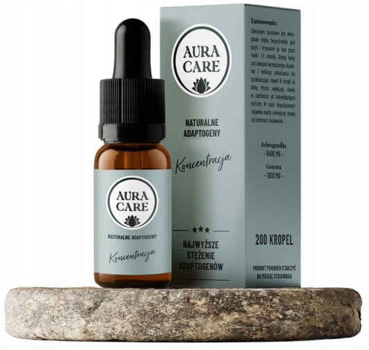 Aura Care Konzentration Adaptogene in 10 ml Flasche, natürliche Nahrungsergänzung für geistige Klarheit und Fokus