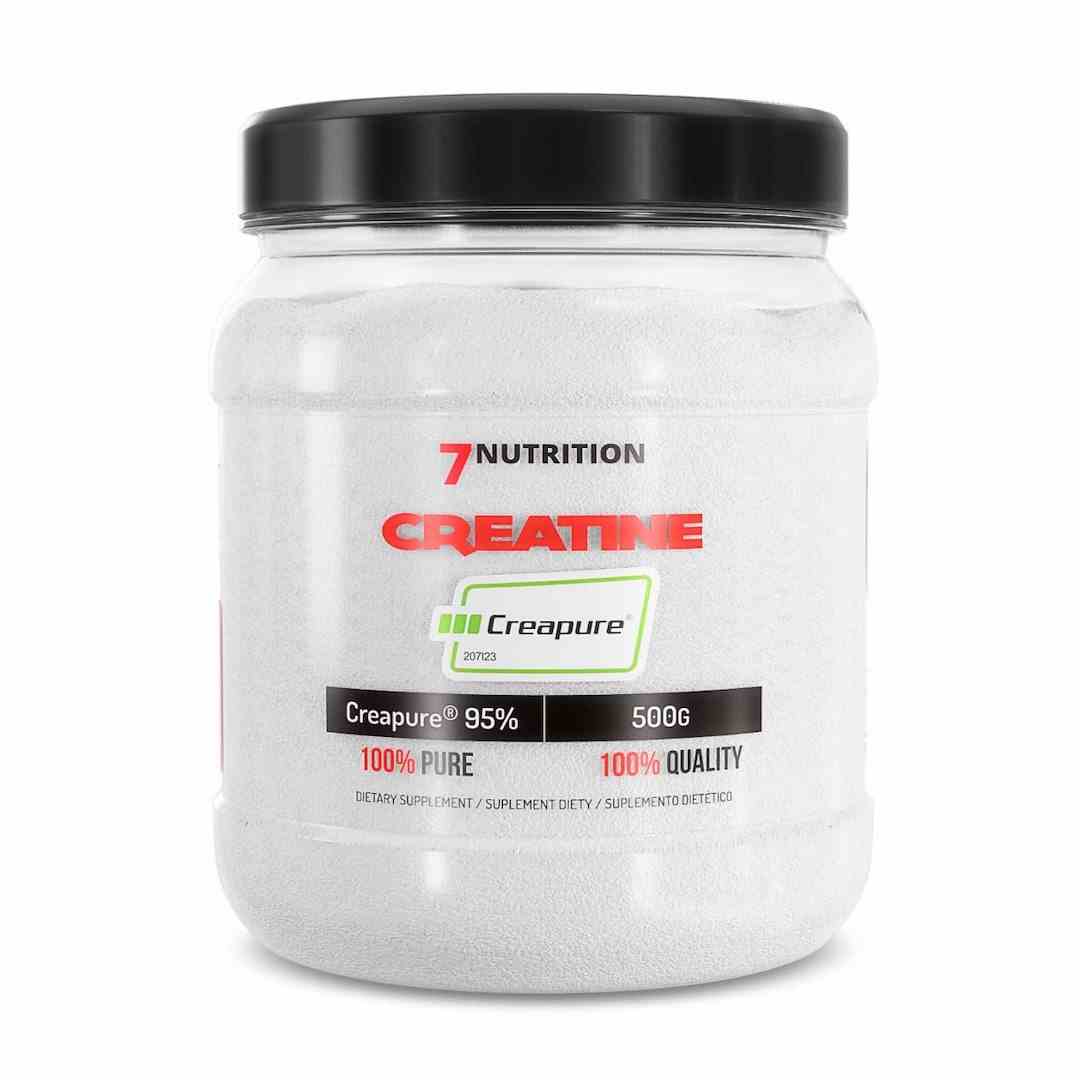 Kreatin Monohydrat von 7Nutrition, CreapureⓇ, 500g, in einer transparenten Pulverpackung, ideal für Muskelaufbau und Leistungssteigerung