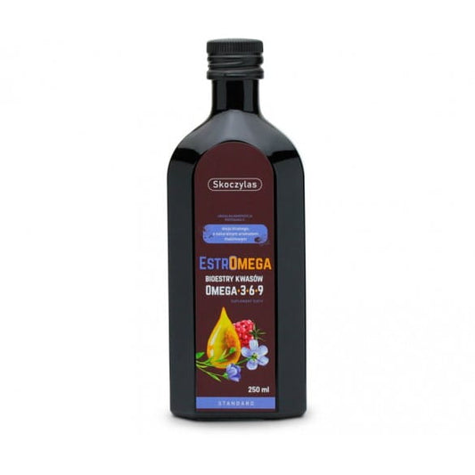 SKOCZYLAS Estromega Standard 250 ml Flasche mit chemischer Lösung, Blick auf das Produkt in der Flasche