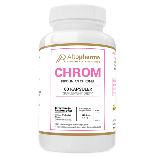 Altopharma Chrom Picolinat 200 µg und Vege Prebiotika in 60 Kapseln, Vitamin- und Präbiotikakomplex in Kapseln.