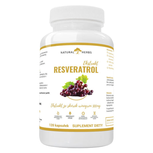 Altopharma Naturkräuter Resveratrol Extrakt 500mg in 120 Kapseln, sichtbare Verpackung und Kapseln auf weißem Hintergrund