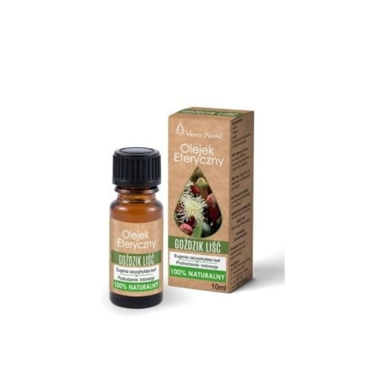 Ätherisches Öl von Vera Nord, Nelkenblatt, naturbelassenes ätherisches Öl in dunkler Flasche, ideal für Aromatherapie.