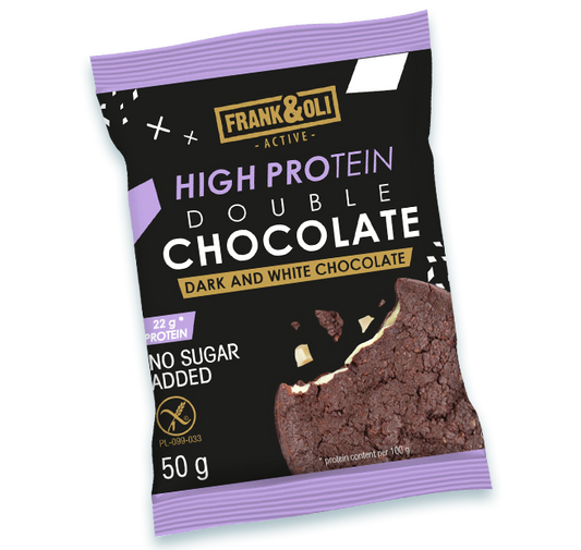 Frank&Olí High Protein Double Chocolate Schokolade, weiße und dunkle Sorten, 50g, mit hohem Proteingehalt, köstlicher Schokoladengenuss