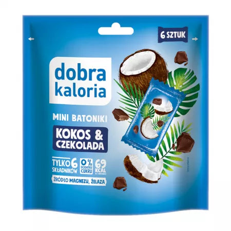 Mini-Riegel mit Kokosnuss und Schokolade, Dystrybutor: Biogo.pl, 102 g, leckerer Snack mit Kokos- und Schokoladengeschmack