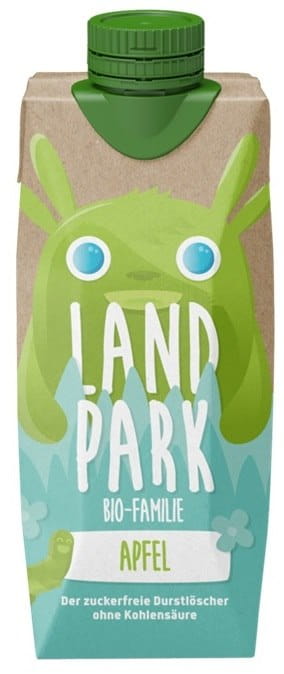 Zuckerfreies BIO Apfelgeschmack Getränk von LANDPARK, kalorienfrei, 500 ml Flasche, erfrischend und natürlich.