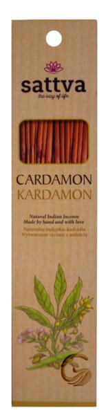 Sattva Natural Weihrauch Kardamom, 30g, kleine weiße Räucherstäbchen mit Kardamom-Duft für aromatisches Räuchern