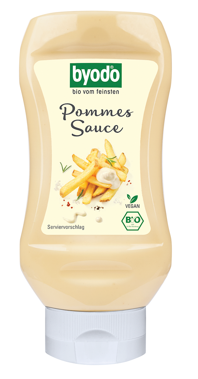 Glutenfreie Fruchtcremesauce Bio von BYODO in 300 ml Flasche, cremige Fruchtsauce mit Bio-Zutaten, ideal für Desserts und Snacks