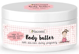 Nacomi Schwangerschaftsbutter in 100ml Glas, feine Pflegecreme für Schwangere, weiche Textur und angenehmer Duft.