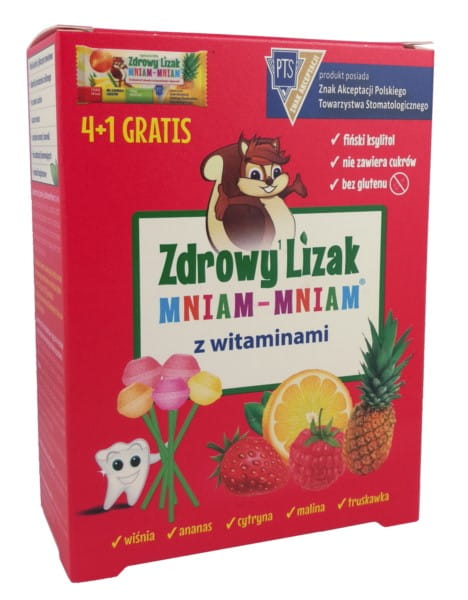 Hübsche Starpharma Healthy Lollipop Yummy Yummy mit Vitaminen, bunt und fruchtig, auf weißem Hintergrund.