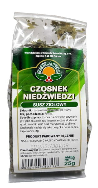Frischer Bärlauch in 25g Packung von NATURA WITA, grüne Blätter mit charakteristischem Duft, ideal für Naturküchen.