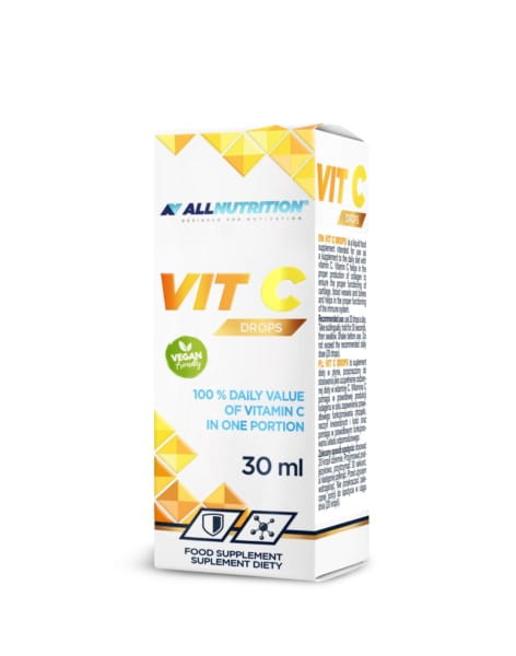 Vitamin C Tropfen von Allnutrition in 30 ml Flasche, naturbelassene Ergänzung für das Immunsystem, mit BioGO.PL Qualität