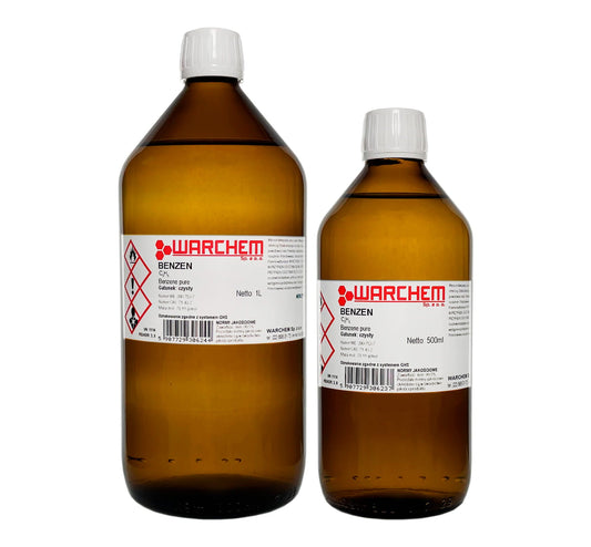 Reiniger Benzol 100ml von WARCHEM, klare Flasche mit weißem Inhalt, chemischer Lösungsmittel für professionelle Anwendungen