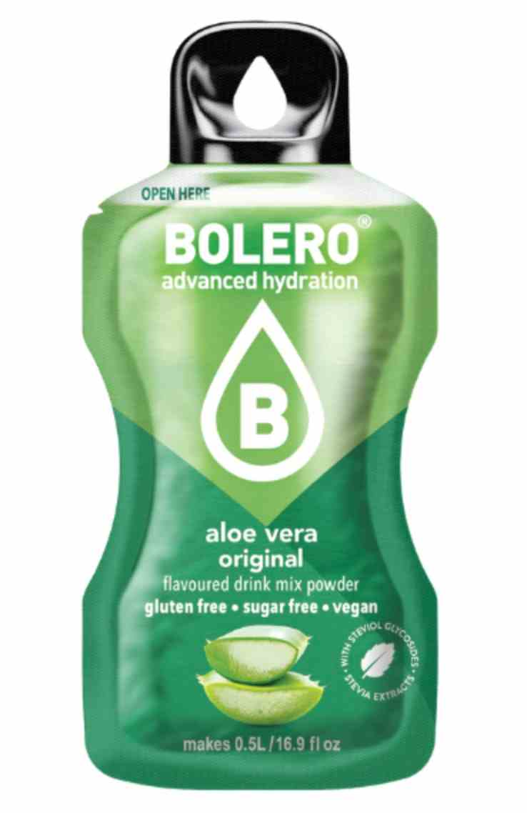 Bolero Aloe Vera Instant-Getränkesticks in 3g Packung, natürliche Aloe Vera Geschmacksrichtung, ideal für Erfrischungsgetränke.