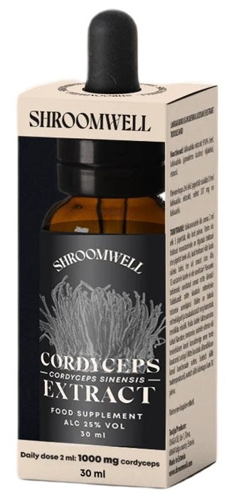 Bio CORDYCEPS Sinensis Gras-Extrakt in Tropfen, 30 ml, Shroomwell, natürliche Heilpflanzen, flüssiges Nahrungsergänzungsmittel