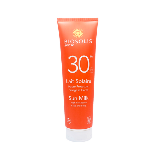 Sonnenschutz Körperlotion SPF 30 von BIOSOLIS, 150 ml, mit Lichtschutzfaktor für empfindliche Haut, in einer weißen Flasche