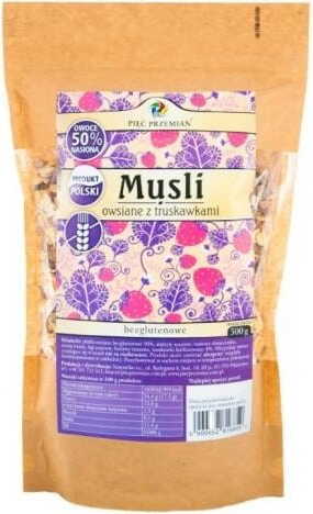 Glutenfreies Hafermüsli mit Erdbeergeschmack von PIĘĆ PRZEMIAN MHD: 12-2026