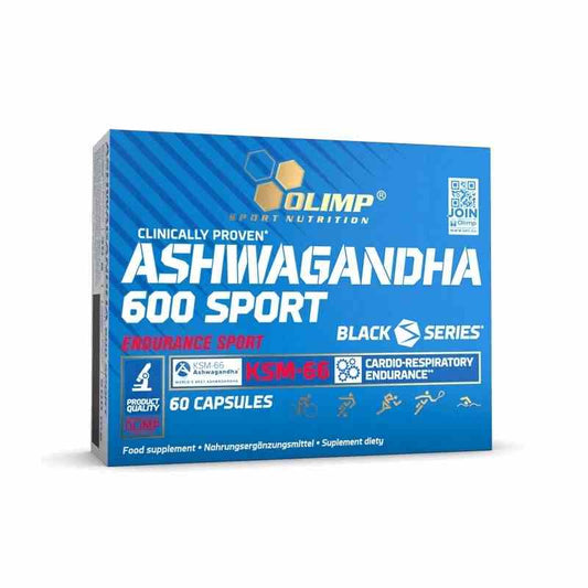 Olimp Ashwaghanda 600 Sport Kapseln, grüne Verpackung, enthält natürliche Ashwagandha-Wurzeln für Energie und Wohlbefinden