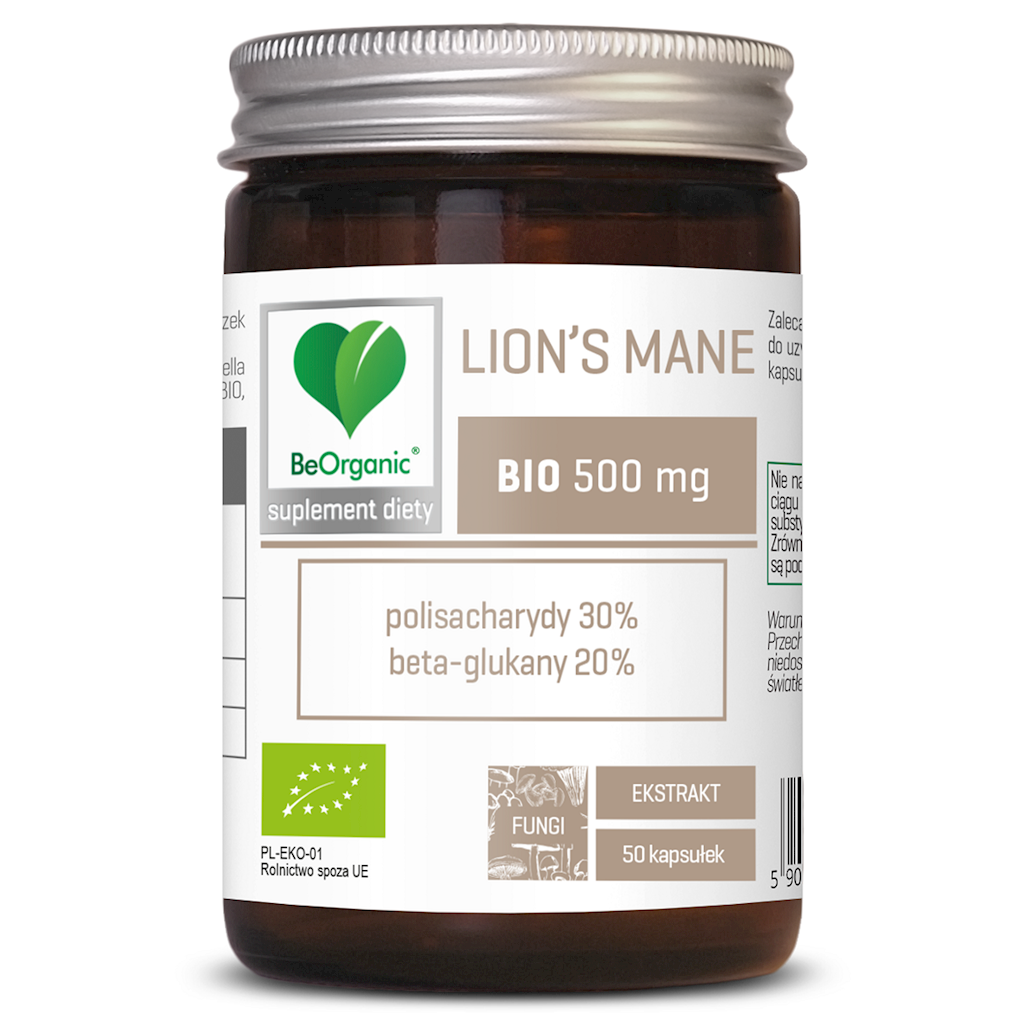 Bio Löwenmangenextrakt von BE Organic, 500 mg, in 50 Kapseln, naturbelassene Nahrungsergänzung, pflanzliches Extrakt