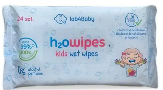 Feuchte Kinder-Feuchttücher von Alg Pharma H2Owipes, 24 Stück, praktische Reinigungstücher für Kinder, biologisch abbaubar