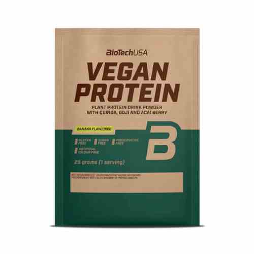 Veganes BioTech USA Protein-Shake mit Bananengeschmack, 25g Pulver in Beutel, für Muskelaufbau und Ernährung