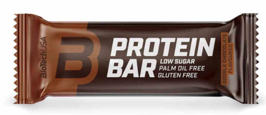 BioTech USA Protein-Riegel 70g mit doppeltem Schokoladengeschmack, natürliche Proteinquelle, leckerer Schokoriegel.