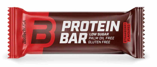 BioTech USA Protein-Riegel mit Erdbeergeschmack, 70g, in Verpackung, ideal für Proteinversorgung und Geschmack.