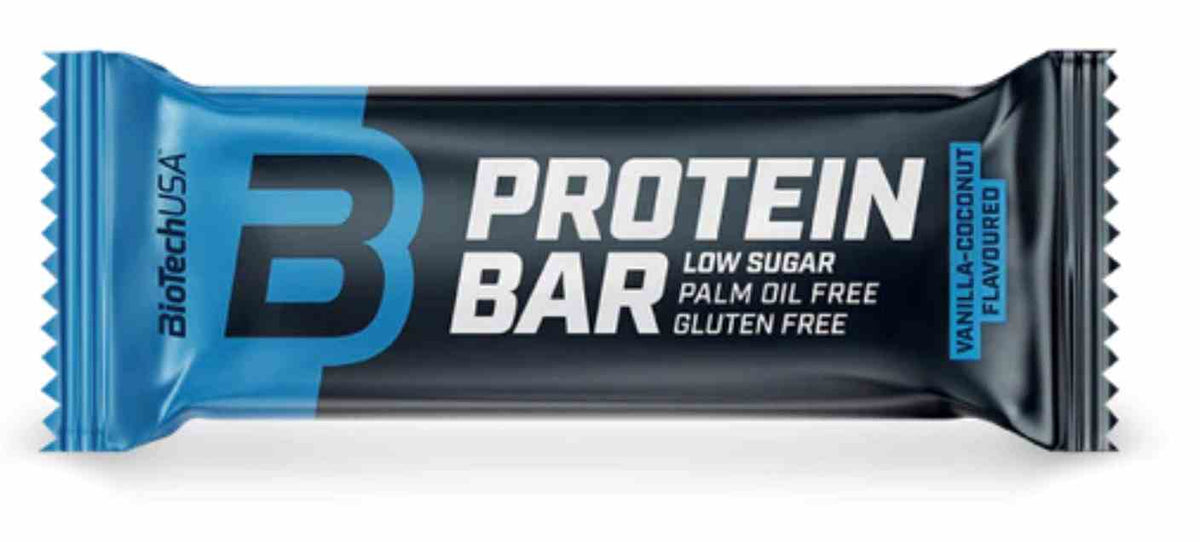 BioTech USA Protein-Riegel mit Kokosnuss-Vanille-Geschmack, 70g, in Verpackung, ideal für Sport und Ernährung
